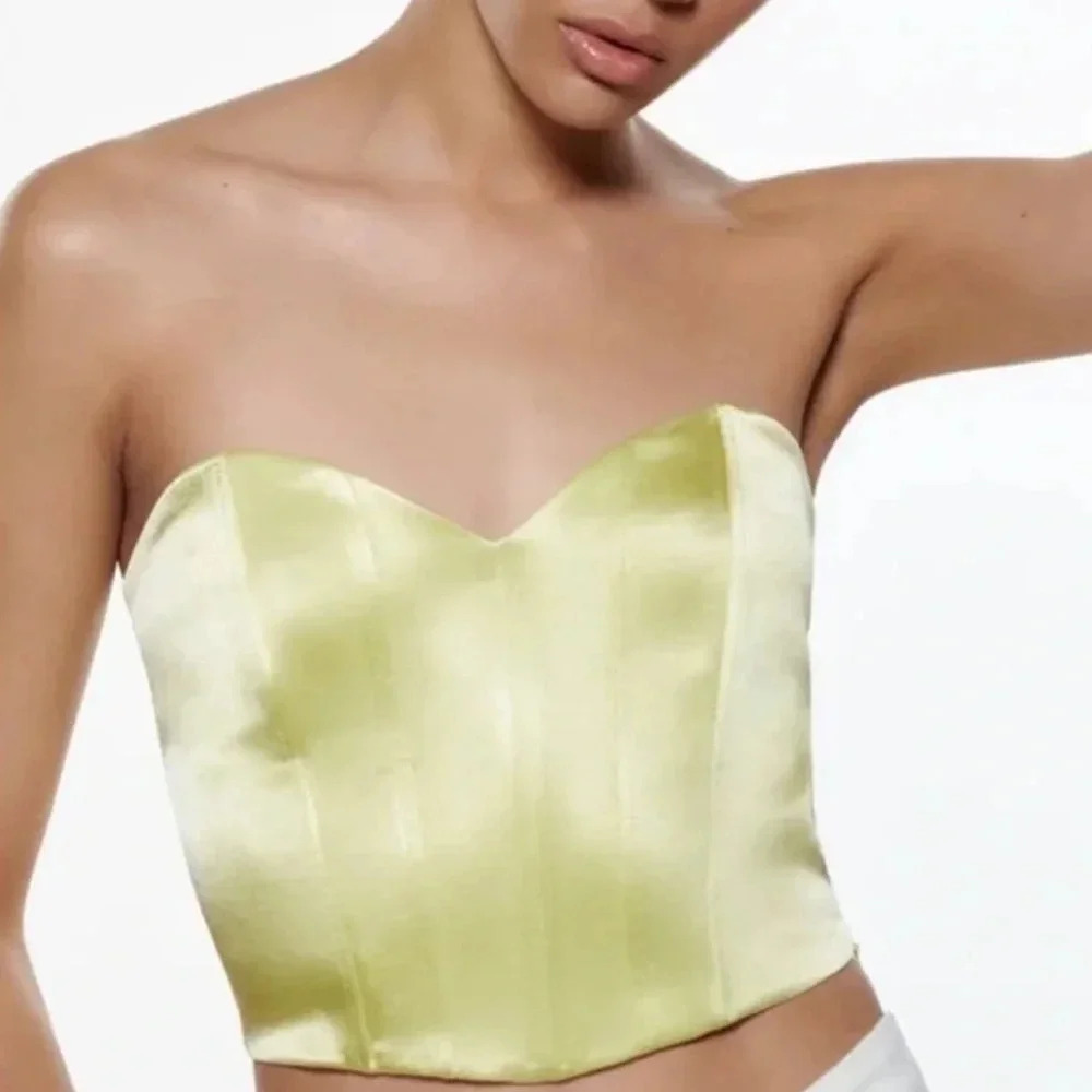 Zara lime satin bustier  corset L